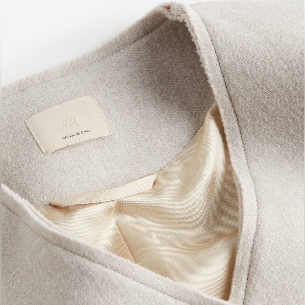 NWOT *RARE* H&M Premium Selection Wool Blend Jacket Light Beige Size L - Picture 2 of 7